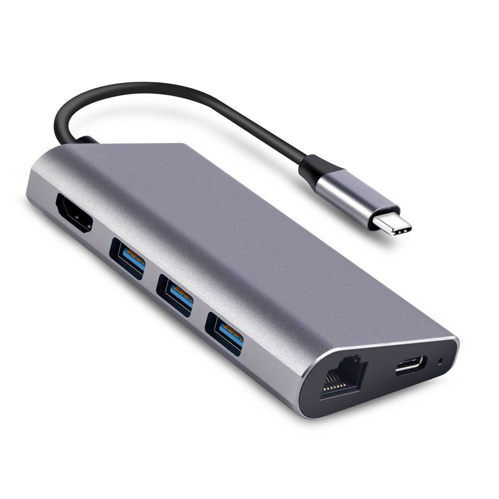 

JULI 213B 8 in 1 USB 3.1 Type C Data HUB with 3*USB 3.0 4K HD RJ45 Networking PD Charging TF/SD Card Reader Docking Stat