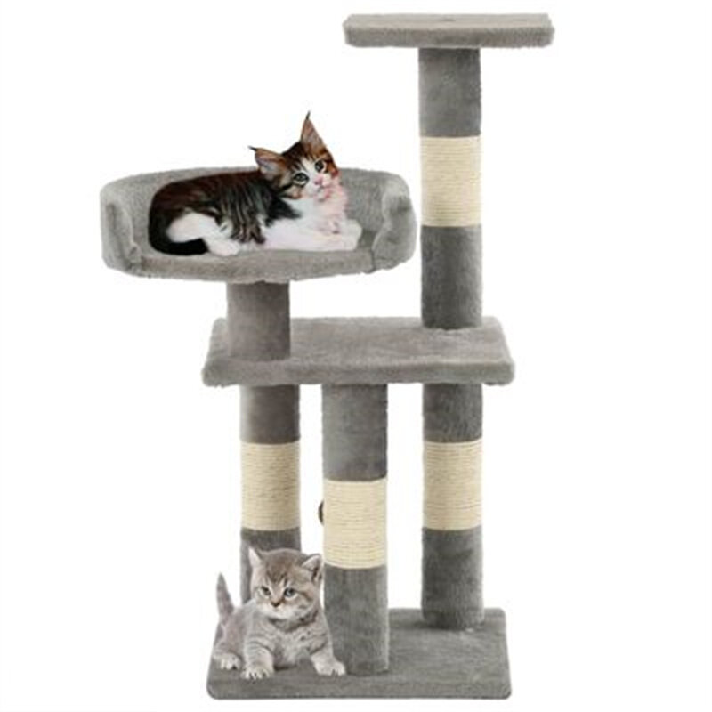 

[EU Direct] 65cm vidaXL 170607 Cat Tree with Sisal Scratching Posts Climbing Mat Protecting Furniture Pad Hammock Pet Be