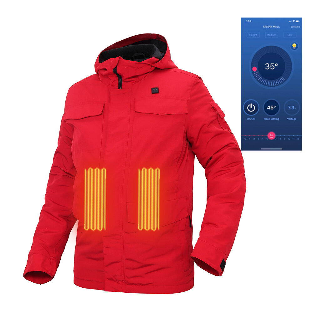 MIDIAN Έξυπνα μπουφάν με θέρμανση Bluetooth ανθρακονήματος ζέστης βαμβακερό μπουφάν Αντιανέμους Εξωτερικά ρούχα σκι Αναρρίχηση ρούχα
