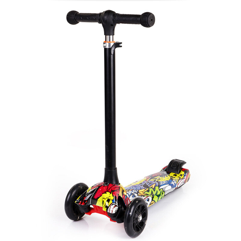 3 Wheel Children Kick Scooter Adjustable Height Foot Scooters With Flashing Wheels Luminous Wheel For Kids Aged 2 To 12