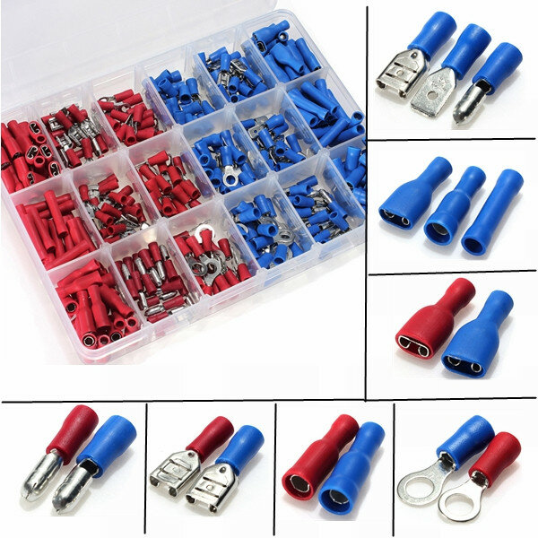 Excellway® EC09 358Pcs Insulated Electrical Wire Terminals Crimp Connector Butt Spade Kit