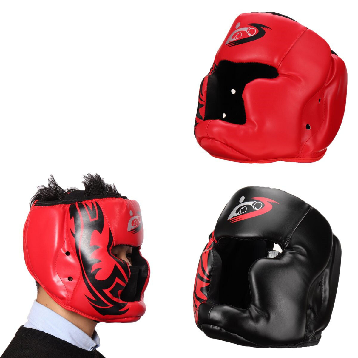 

Боксерский шлем регулируемый шлем регулируемый MMA Art Headgear Protector Kick Boxing Спортзал Фитнес Спортивная защита