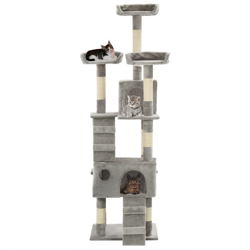 

[EU Direct] vidaxl 170612 Cat Tree with Sisal Scratching Posts 170 cm Hammock Scratcher Tower Home Furniture Climbing Fr
