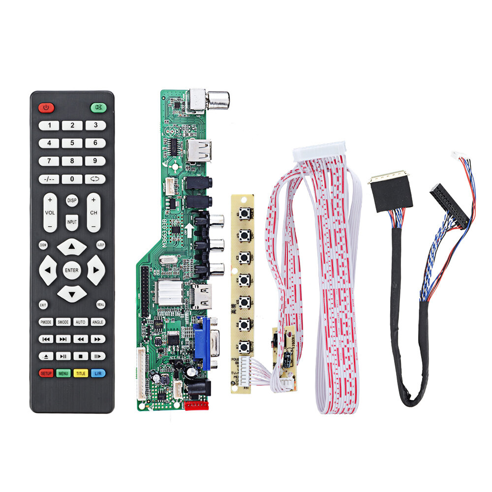 

Digital Signal M3663.03B DVB-T2 Universal LCD TV Controller Driver Board TV/PC/VGA/HDMI/USB+7 Key Button+1ch 6bit 40pins