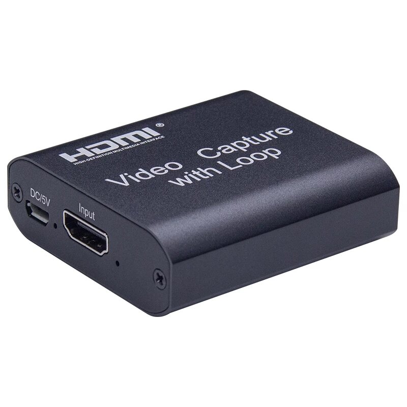 Grwibeou Aluminiumlegering USB naar HDMI 4K HD Video Capture Card met Loop Out voor Live Streaming S