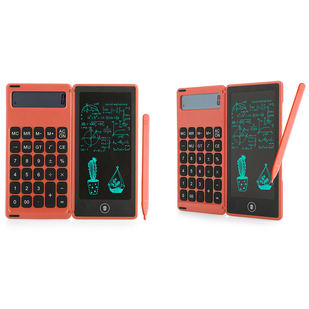 

2Pcs Red Gideatech 12 Digits Display Desktop Calculator with 6 Inch LCD Writing Tablet Foldable Repeated Writing Digital