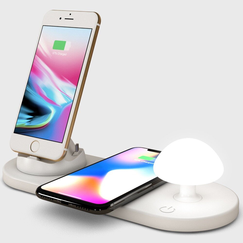 

Bakeyy Mushroom QI Wireless Charger With Bedside Night Lamp 10W Wirless Charging Pad for iPhone 12 Pro Max POCO X3 NFC f