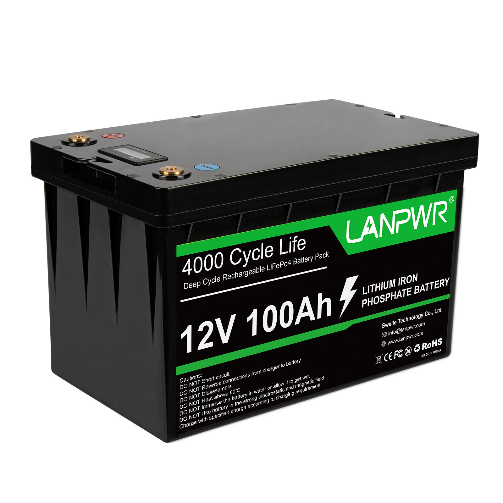 LANPWR 12 V 100 Ah LiFePO4 akumulator litowy z EU za $389.99 / ~1689zł