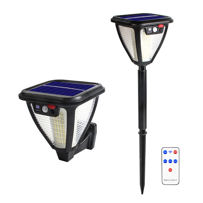 100 LED-Solarlaterne für den Außenbereich Solar-Wandleuchten mit 360°-Beleuchtung Solar-Rasenleuchten mit Bewegungssensor und USB-Ladefunktion