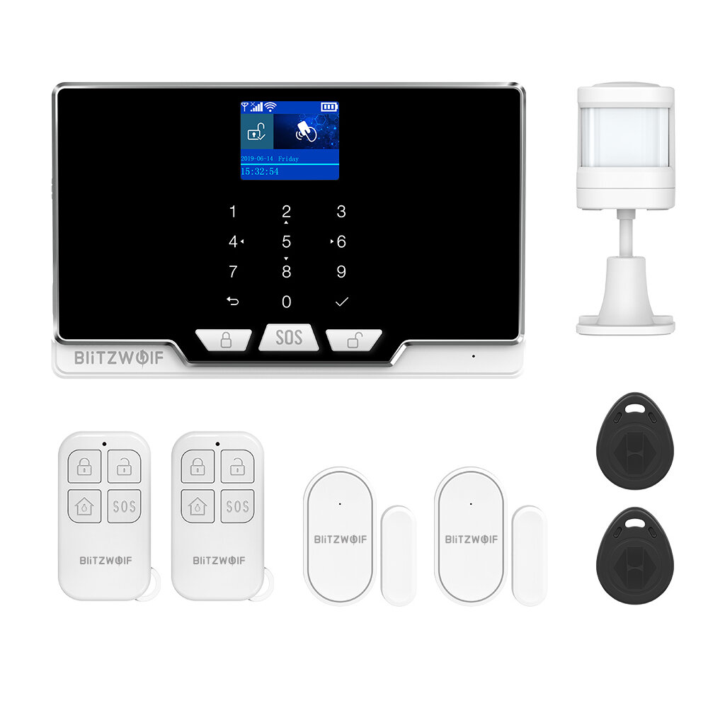 

BlitzWolf®BW-IS6 433MHz Smart Home Security Alarm System Real-time Push Door Window Sensor Remote Controller PIR APP Pow