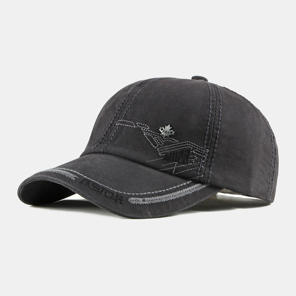 Men Baseball Cap Cotton Letter Geometric Embroidery Metal Label Outdoor Casual Sunshade Baseball Hat