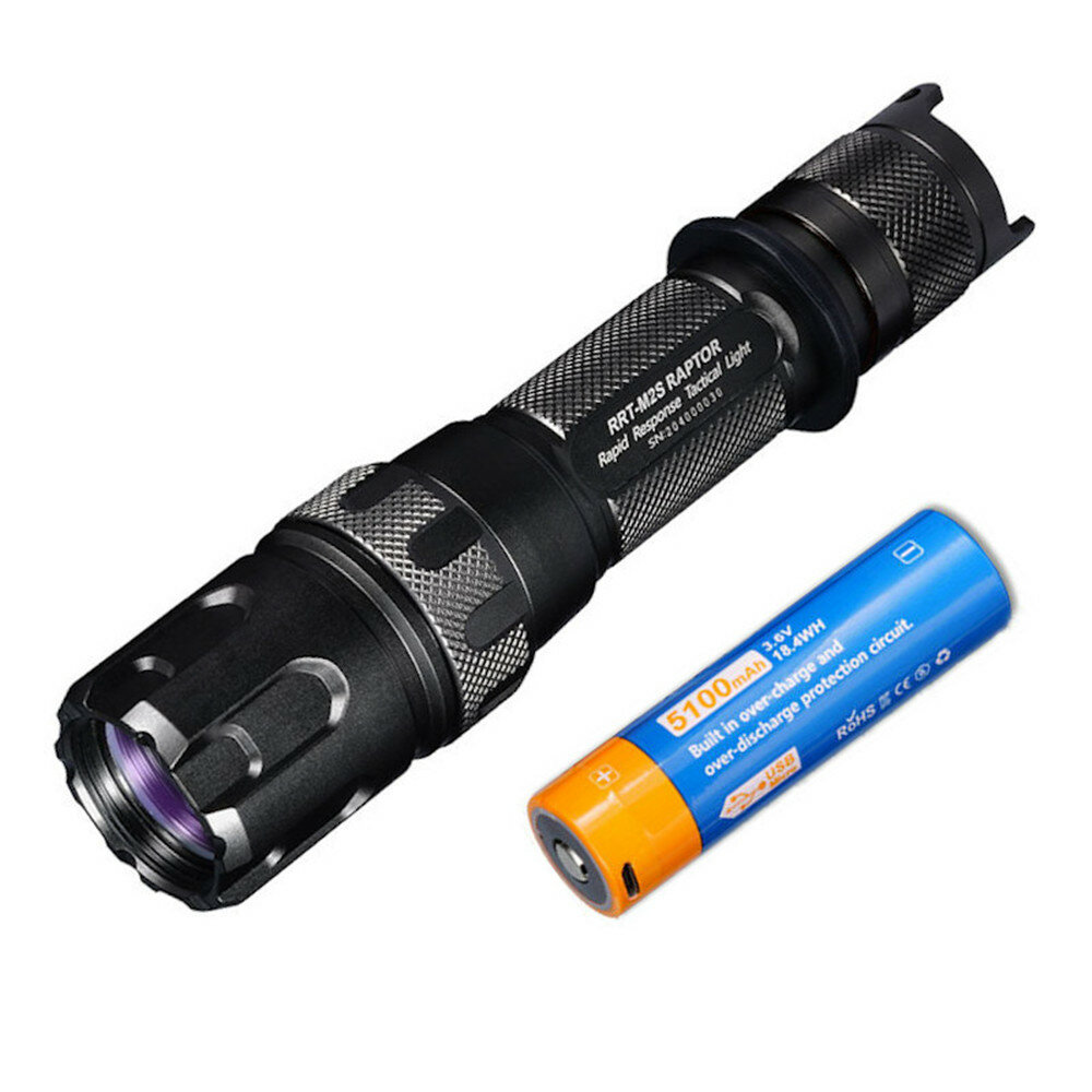 JETBeam RRT-M2S WP-T2 1KM Rotary Switch Long Throwing 480LM LEP Spotlight IPX8 Waterproof Tactical Search Flashlight With USB Charging 21700 Battery