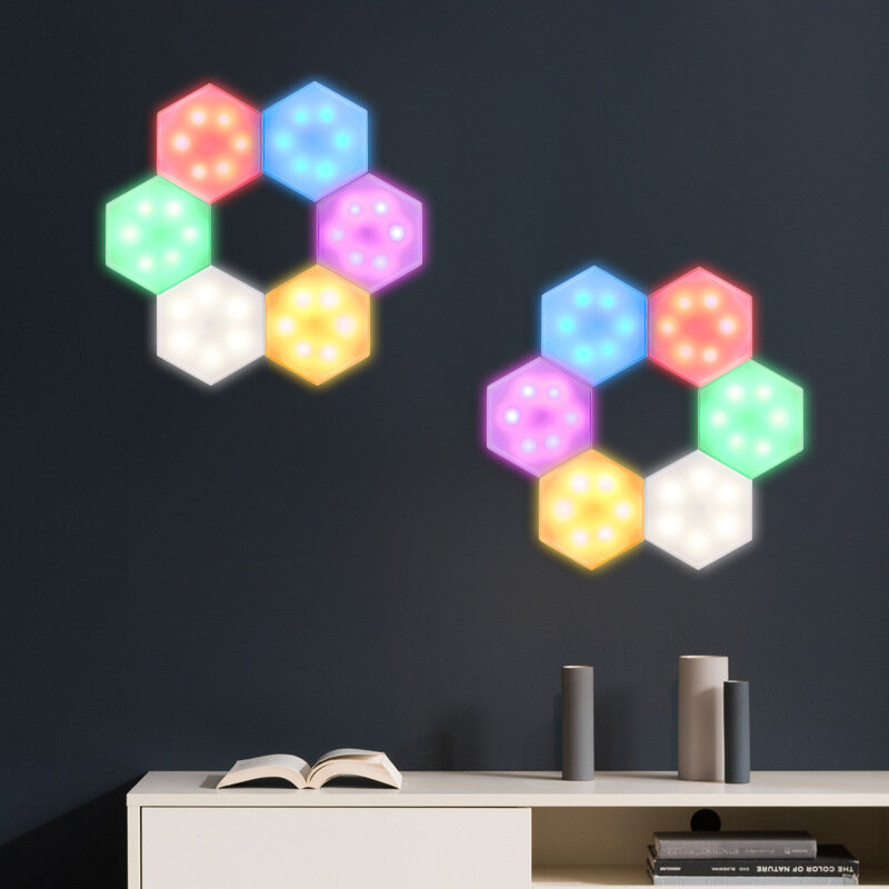 DIY Modular Touch RGB Dimmable Wall Lights Timing Remote Control Hexagonal LED Night Light