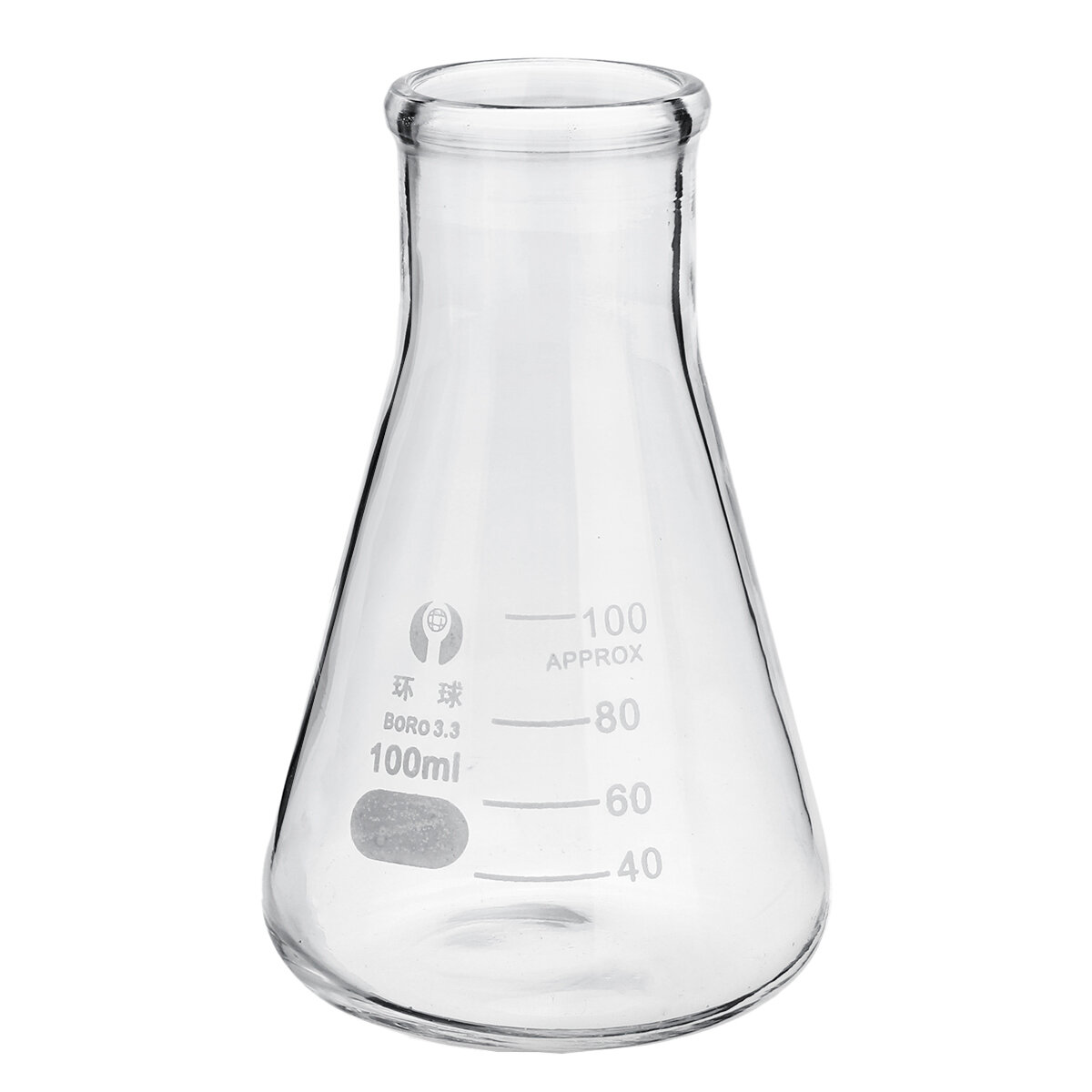 100mL Lab Glass Erlenmeyer Conical Flask Bottle w Rim Borosilicate Laboratory Glassware