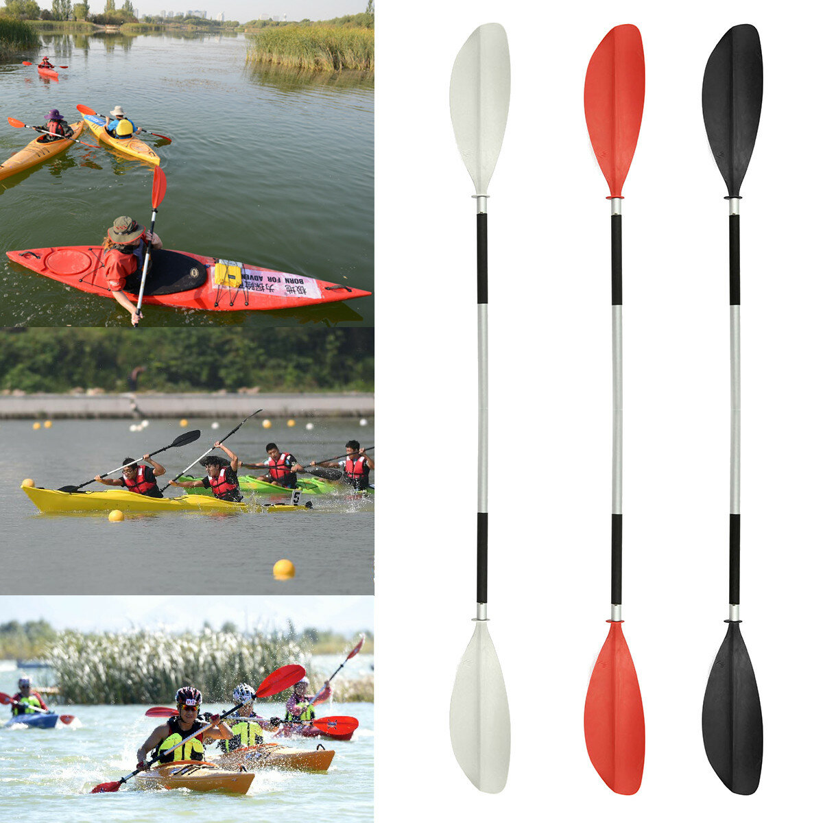 HUOFEIKE Foldable Double-Headed Oar,Kayak Paddle Oar Aluminum Alloy Adjustable Portable Detachable Paddles Oars for Inflatable Boat Kayak 