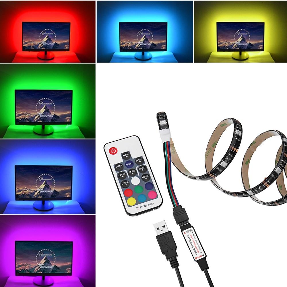 1M USB Power RGB 5050 SMD 30LED Strip LCD Monitor TV Achtergrondlicht + 17Key RF Remoter Kit DC5V