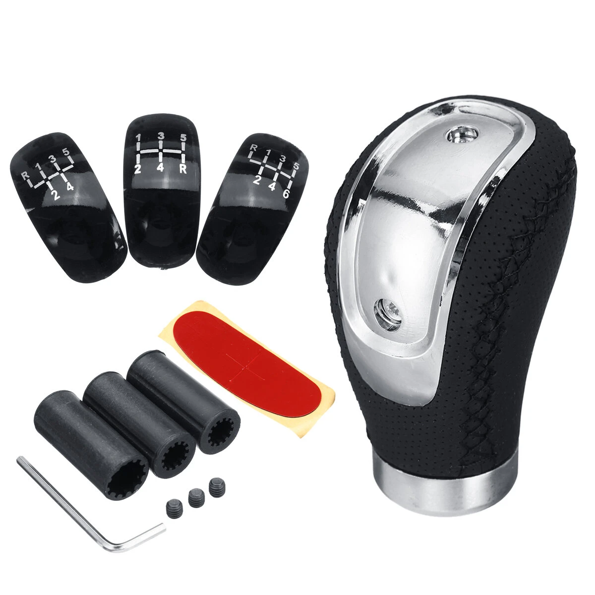 5 6 Speed 3 Caps Adapter Universal Manual MT Car Gear Stick Shift Shifter Knob