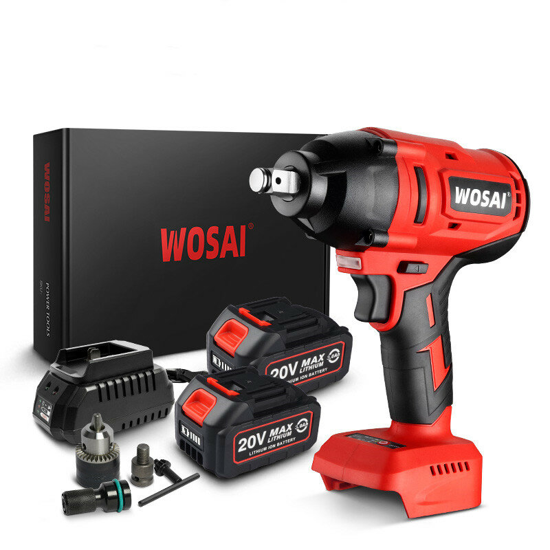 

WOSAI 20V Electric Impact Wrench 600N.m Brushless Wrench Rechargeable 1/2 inch Li-ion Battery For Car Tires Cordless Pow