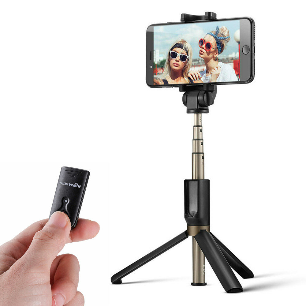 

BlitzWolf® BW-BS3 3 in 1 Selfie Stick bluetooth Remote Tripod Selfie Sticks for iphone 13 12