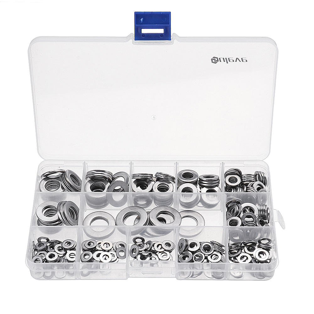 Suleve™ MXSW1 395Pcs Stainless Steel Form A Flat Washer Assortment Kit M4/M5/M6/M8/M10/M12