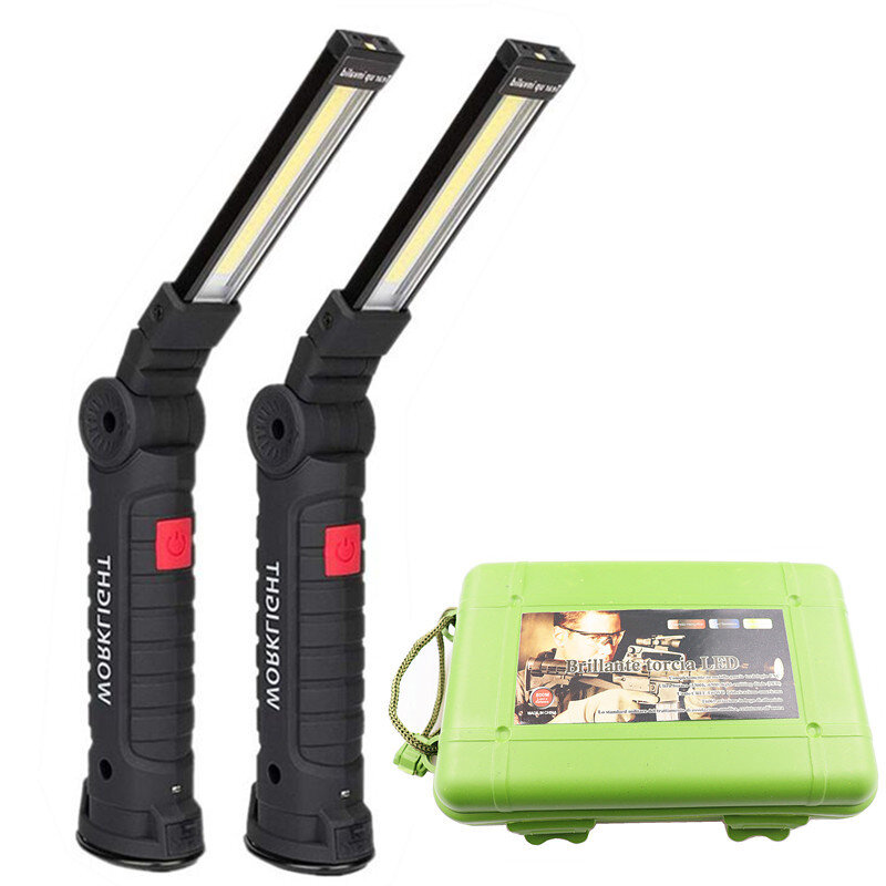 [Built-in 18650 Battery] XANES COB LED Multi Function Folding Work Light Set USB Rechargeable LED Flashlight USB Cable C