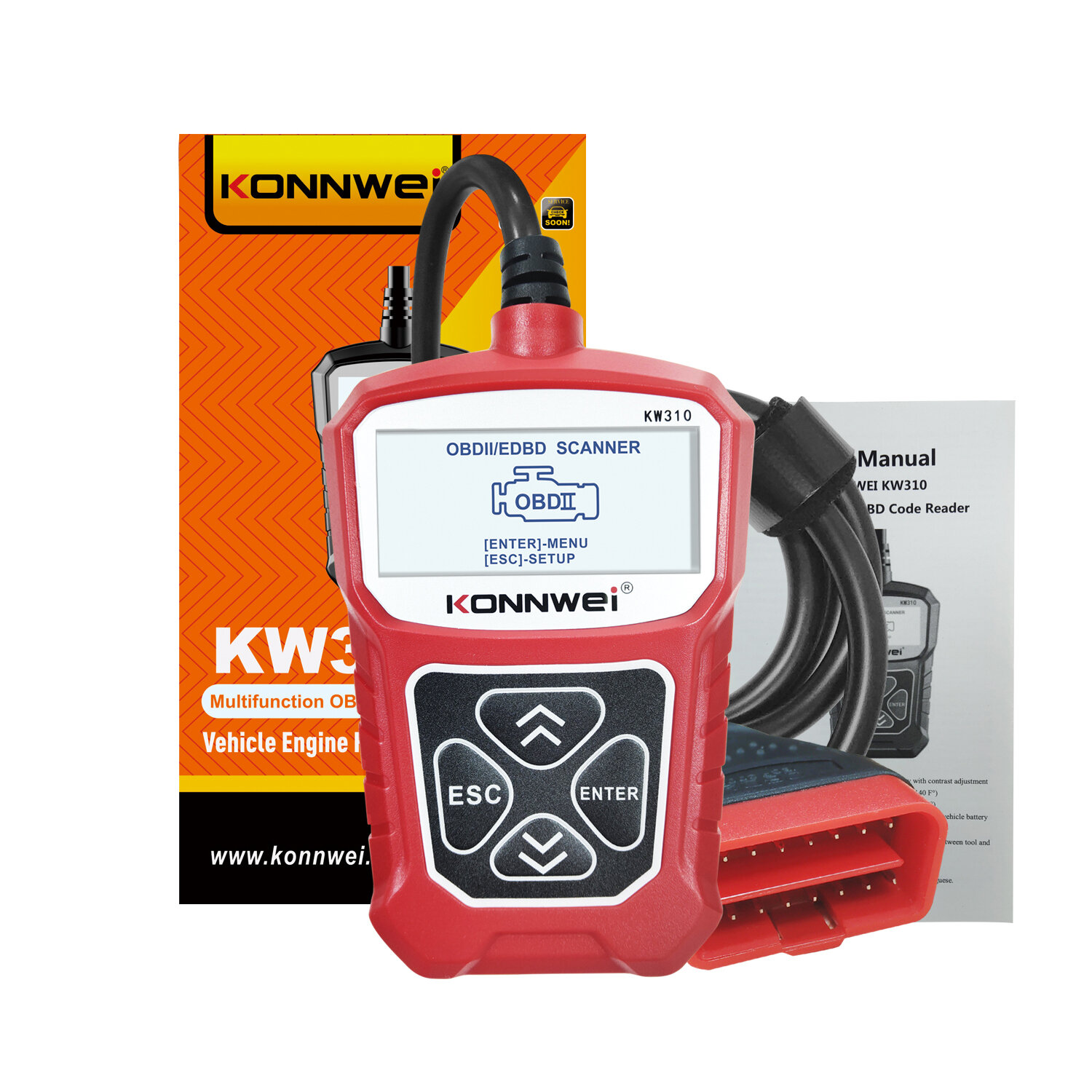 

KONNWEI KW310 OBD2 Автомобильный диагностический сканер EOBD Scan Инструмент DTC Engine Code Reader Voltage Test Built-i