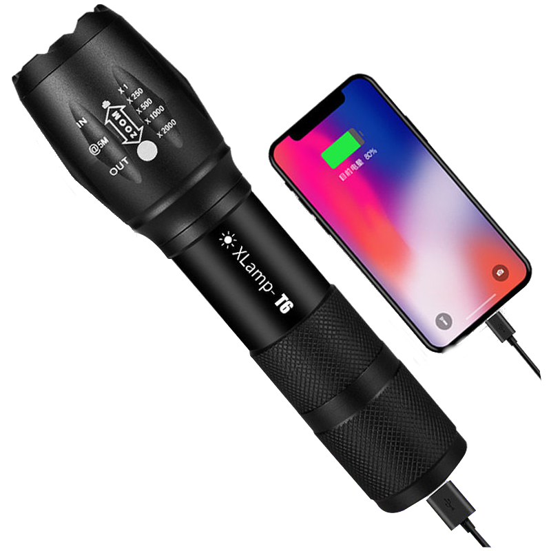 

SHENYU X5-1 T6 1000LM USB аккумуляторный тактический масштабируемый фонарик Power Bank для мобильного телефона 20 Вт / 3