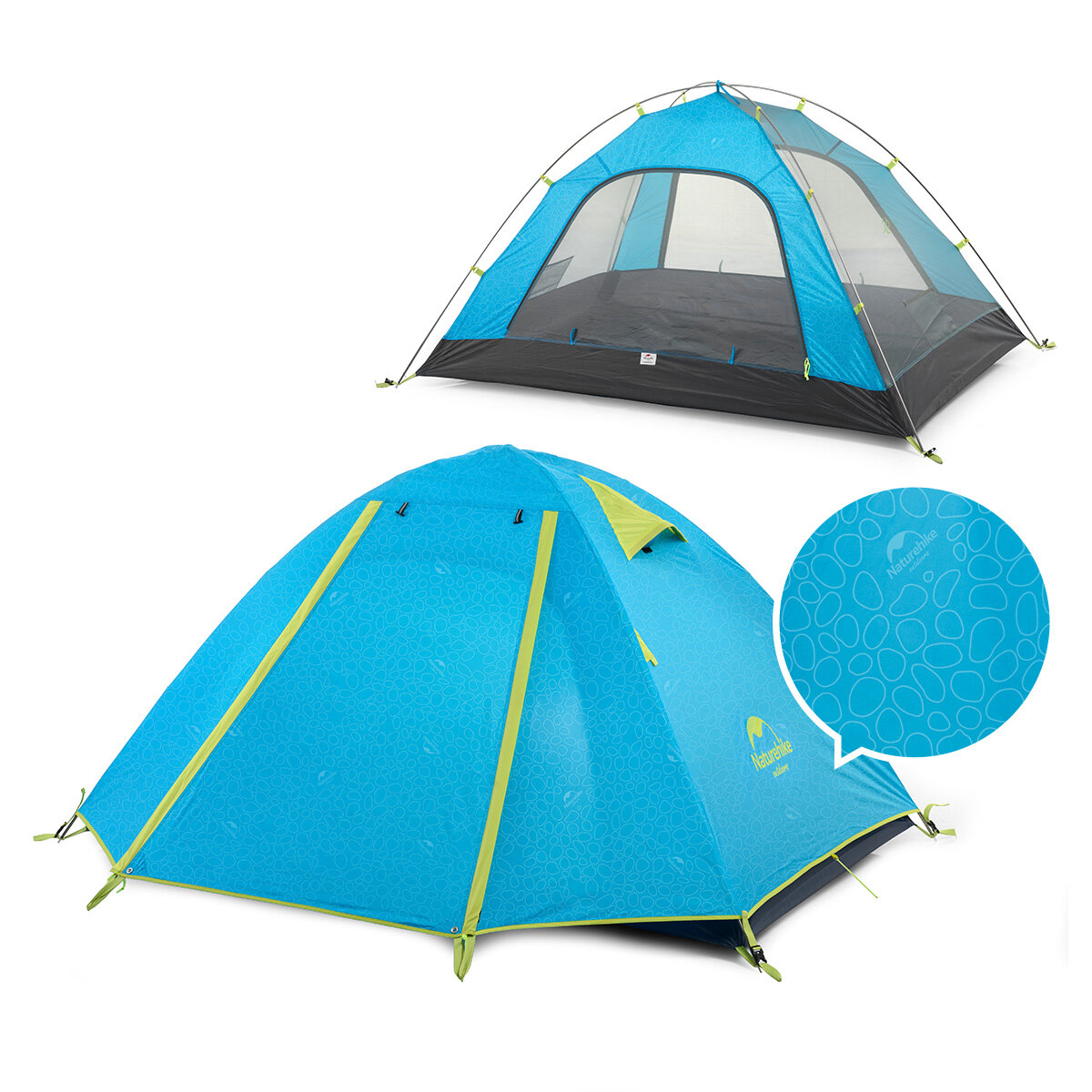 Tenda da campeggio per esterni Naturehike NH15Z003-P con doppio palo in alluminio, protezione UPF50+ contro i raggi UV e impermeabile PU2000