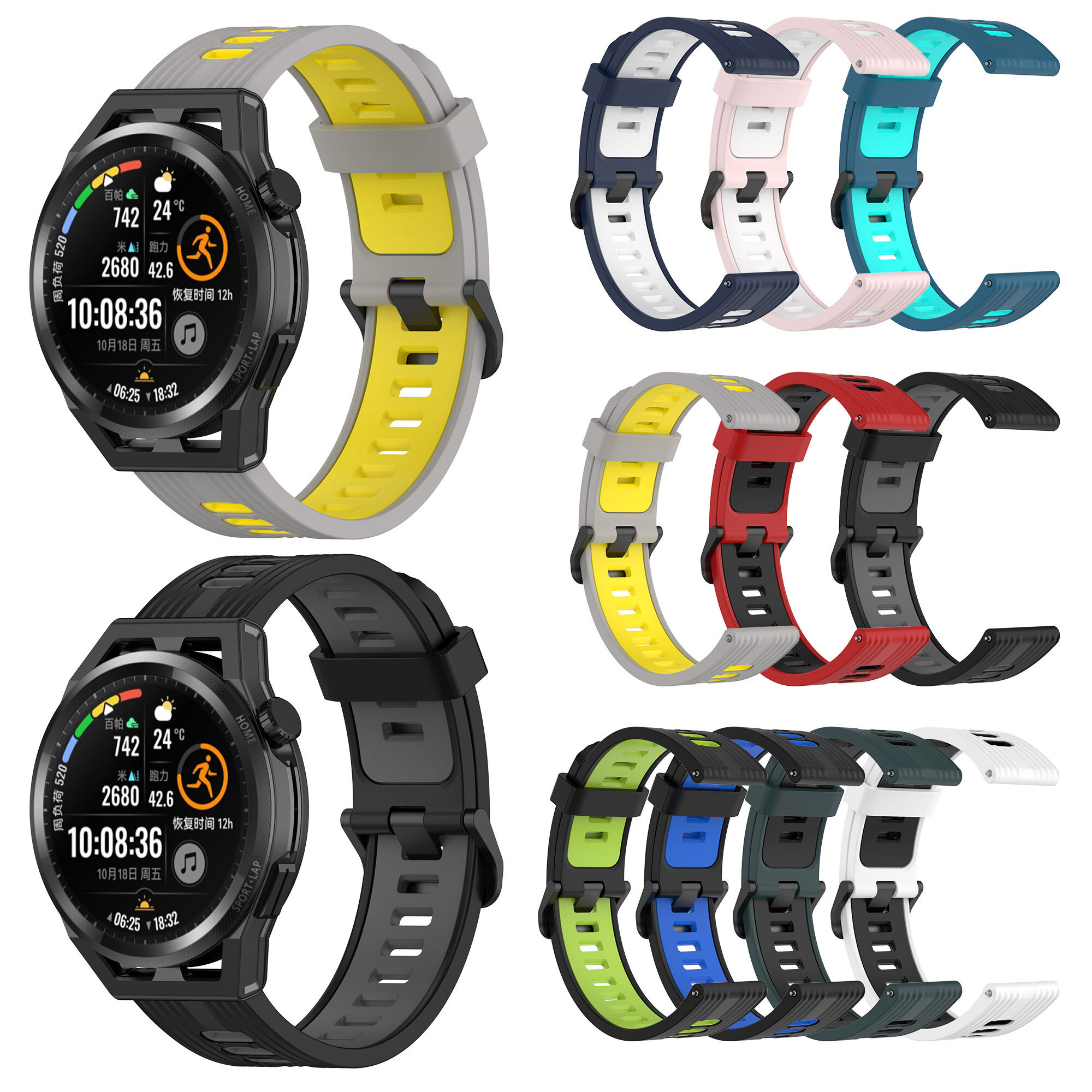 

Bakeey 20/22mm Width Comfortable Breathable Sweat proof Soft Silicone Watch Band Strap Replacement for Huawei Watch GT R
