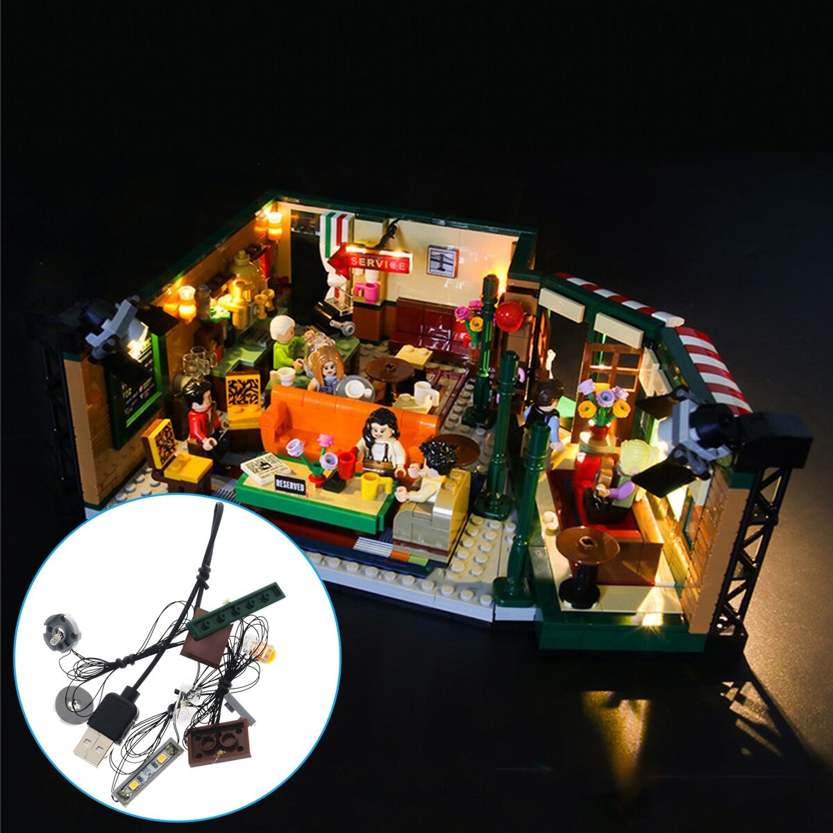 

DIY LED Light Lighting Kit ONLY For LEGO 21319 Friends Central Park Cafe Bricks Toys