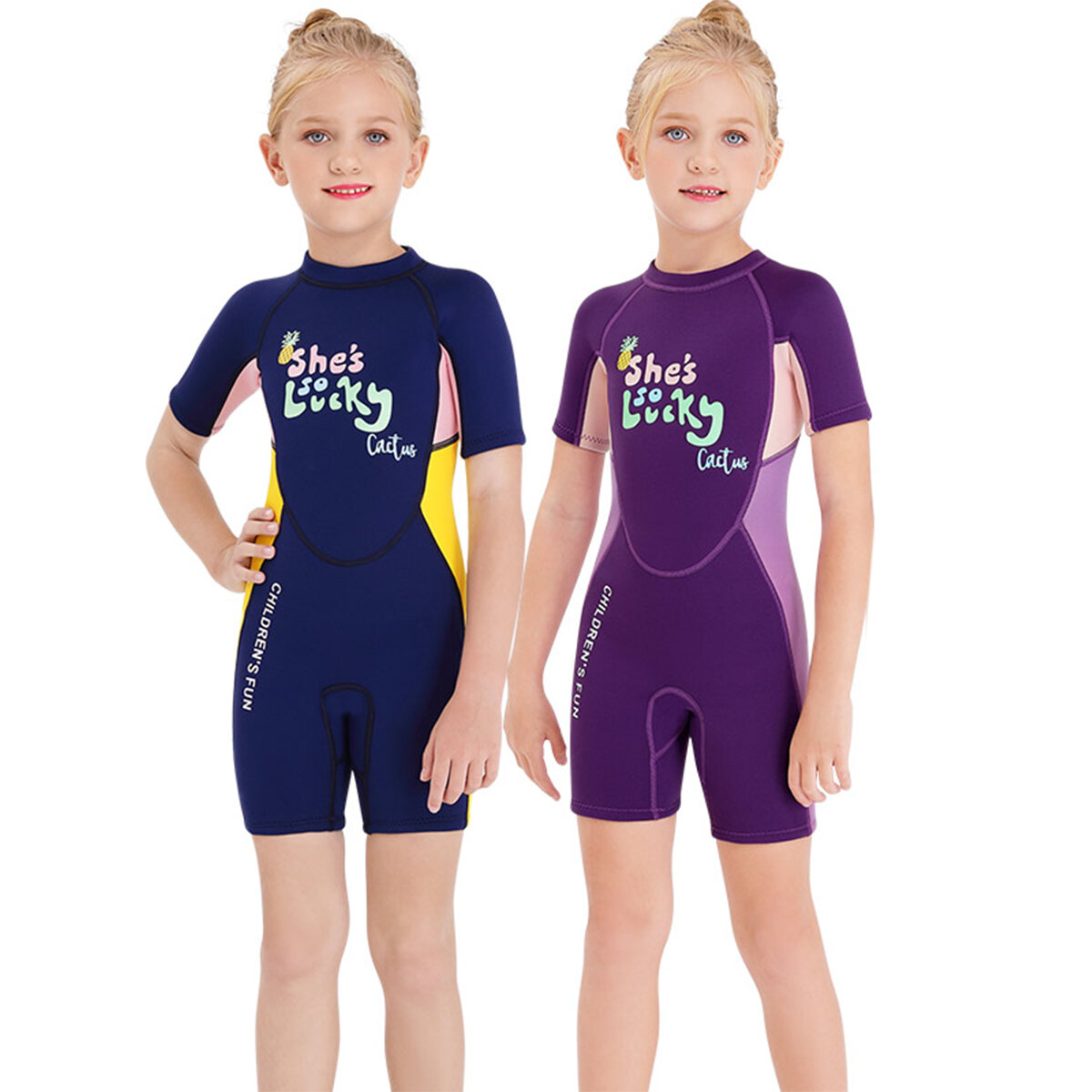 2.5mm Neoprene Short Sleeve Kids Wetsuit UPF50+ Swimming Diving Toddler Child Youth Wet Suits for 2-12 Years Old