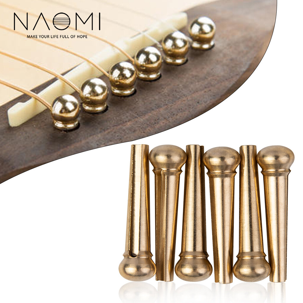 

NAOMI Acoustic Guitar String Bridge Pin Brass 6 Strings Guitar Pins Stuck Guitar Parts Accessories