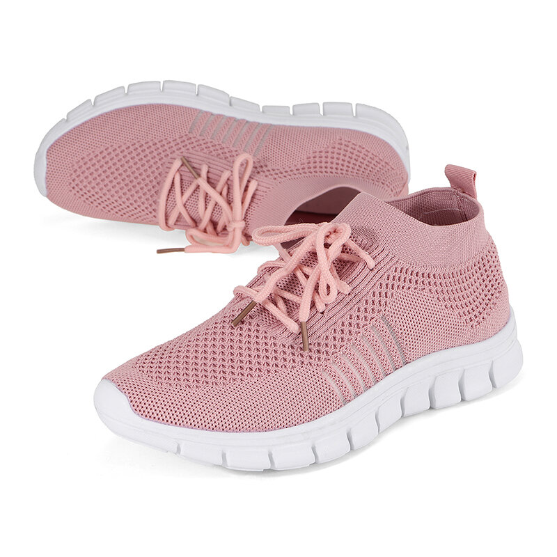 Ladies Sport Trainers Breathable Mesh Sneakers Lace Up Casual Shoes Lightweight 
