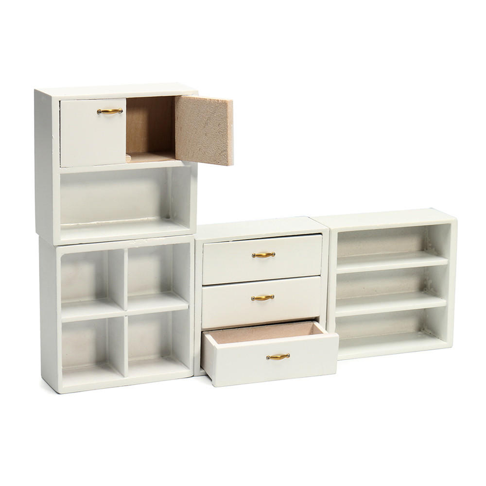 Mini DIY 1:12 Dollhouse Wood Furniture Cabinet Cupboard Wooden Kitchen Closet