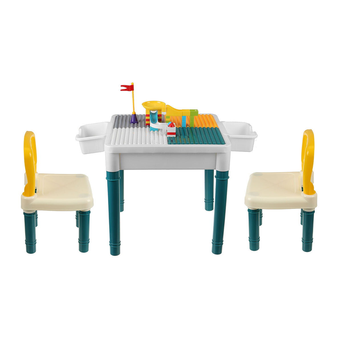 Vierkante plastic tafel en stoel voor kinderen Spelblokken Bureau