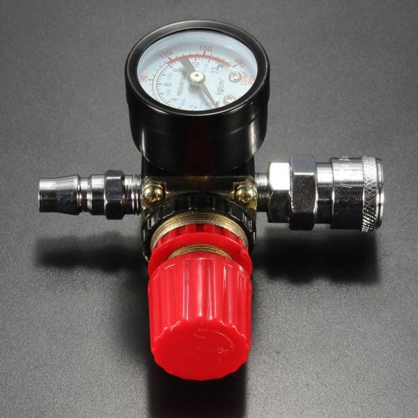 

140PSI 1/4 Inch Air Pressure Regulator Relief with Gauge Hose Quick Release Compressor Fitting