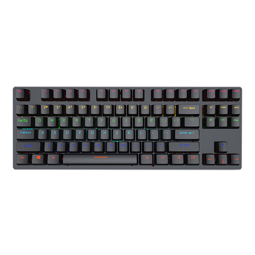 LEAVEN K550 Mechanical Keyboard 87 Keys Suspended Translucent Keycaps Blue/Red Switch Colorful Backl