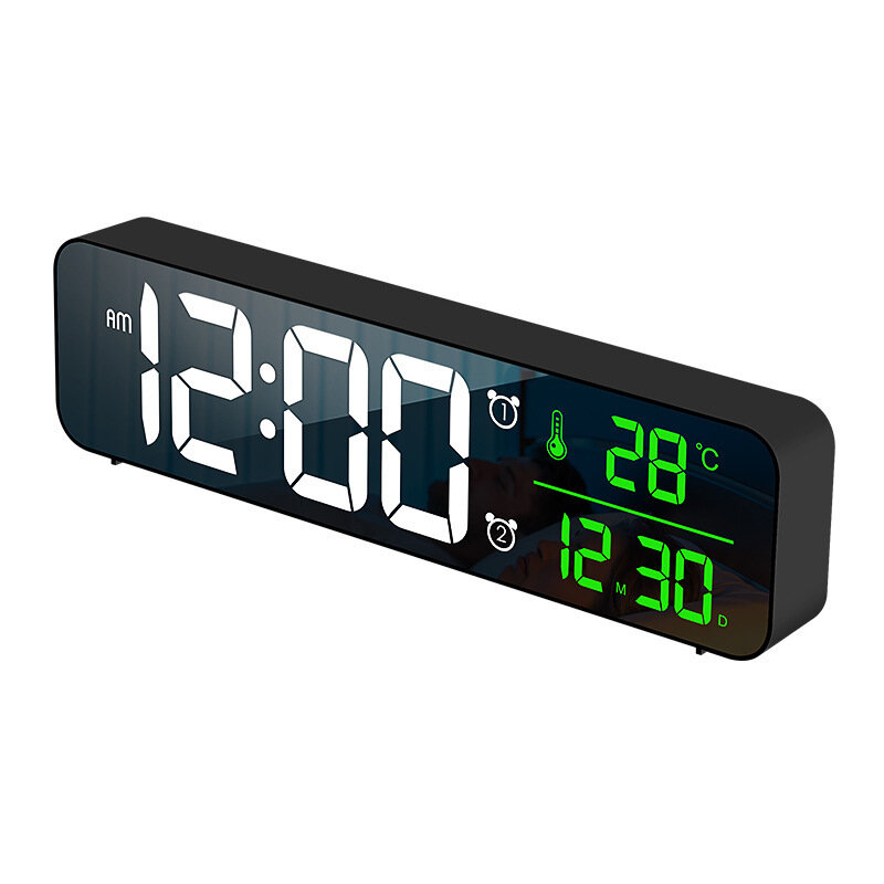 Music LED Digital Alarm Clock Temperature Date Display Desktop Mirror Clocks Home Table Decoration V