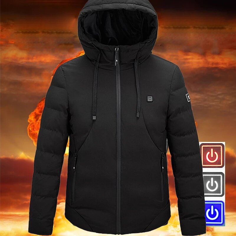 Jaquetas de inverno quentes com aquecimento USB Smart Termostato com capuz, jaquetas quentes impermeáveis para mulheres