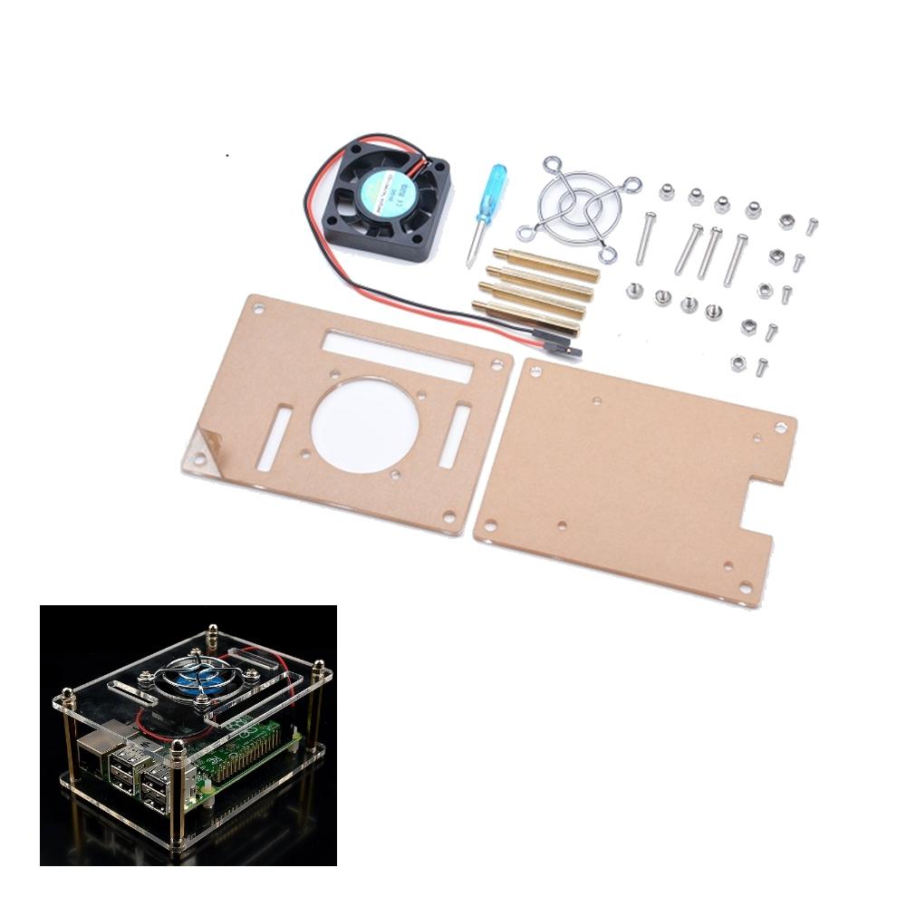 Transparent Acrylic Case + Cooling System External Fan + Screwdriverr Tool For Raspberry Pi 4/3/2/B/