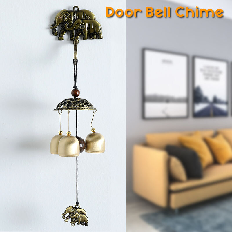 Vintage Bronze Doorbell Wall Mount Magnetic Door Bell Wind Chimes Hanging Decor