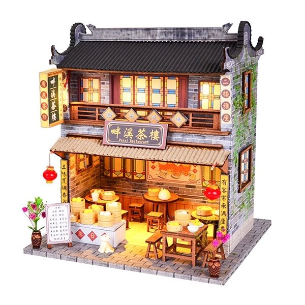 

DIY деревянный кукольный домик с мебелью Светодиодный наборы миниатюрный китайский домик модель здания головоломка игруш