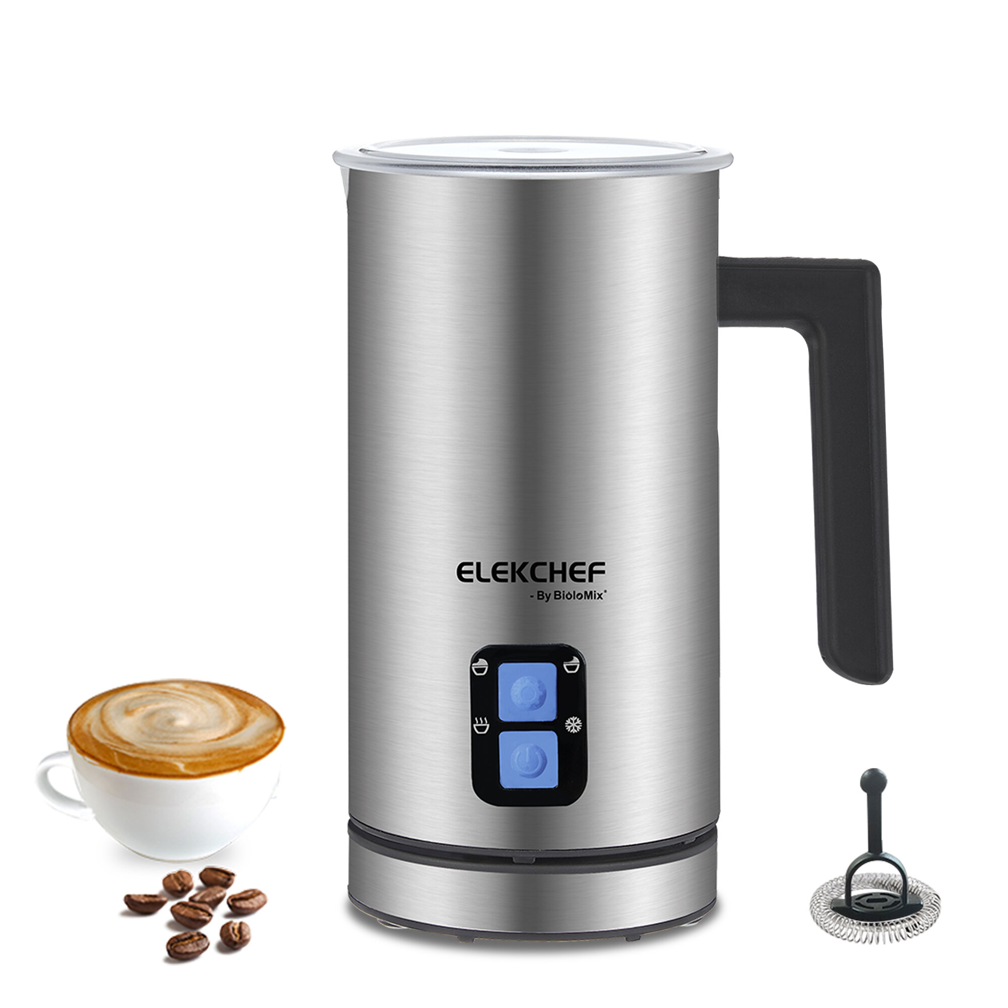 

BioloMix MF600 Upgraded 4 in 1 Coffee Milk Frother Frothing Foamer Automatic Milk Warmer Cold/Hot Latte Cappuccino Choco