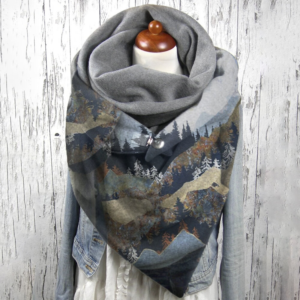 Dames Mountain Treetop Print Pattern Soft Persoonlijkheid Nekbescherming Warme sjaal