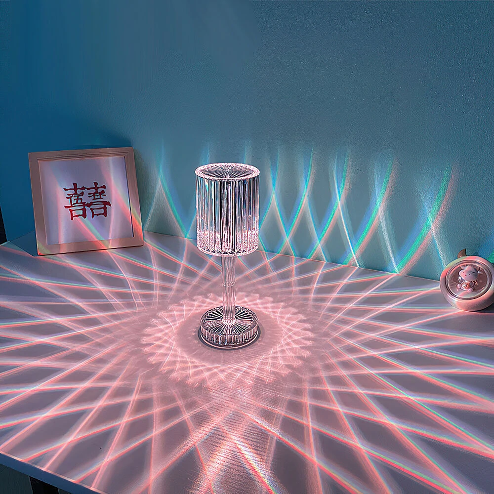 Lâmpada de mesa de projeção de cristal LED RGB