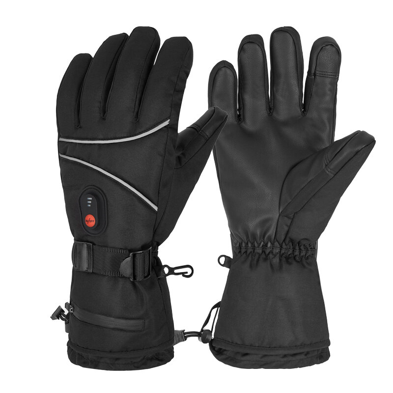 banggood guanti invernali per moto a cinque dita, regolazione della temperatura su 3 livelli, palmo intero in pelle touchscreen r