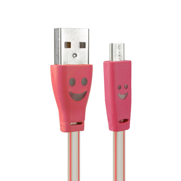 1.0M USB 2.0 naar Micro USB glimlacht LED-opladen data lijn voor tablet mobiele telefoon