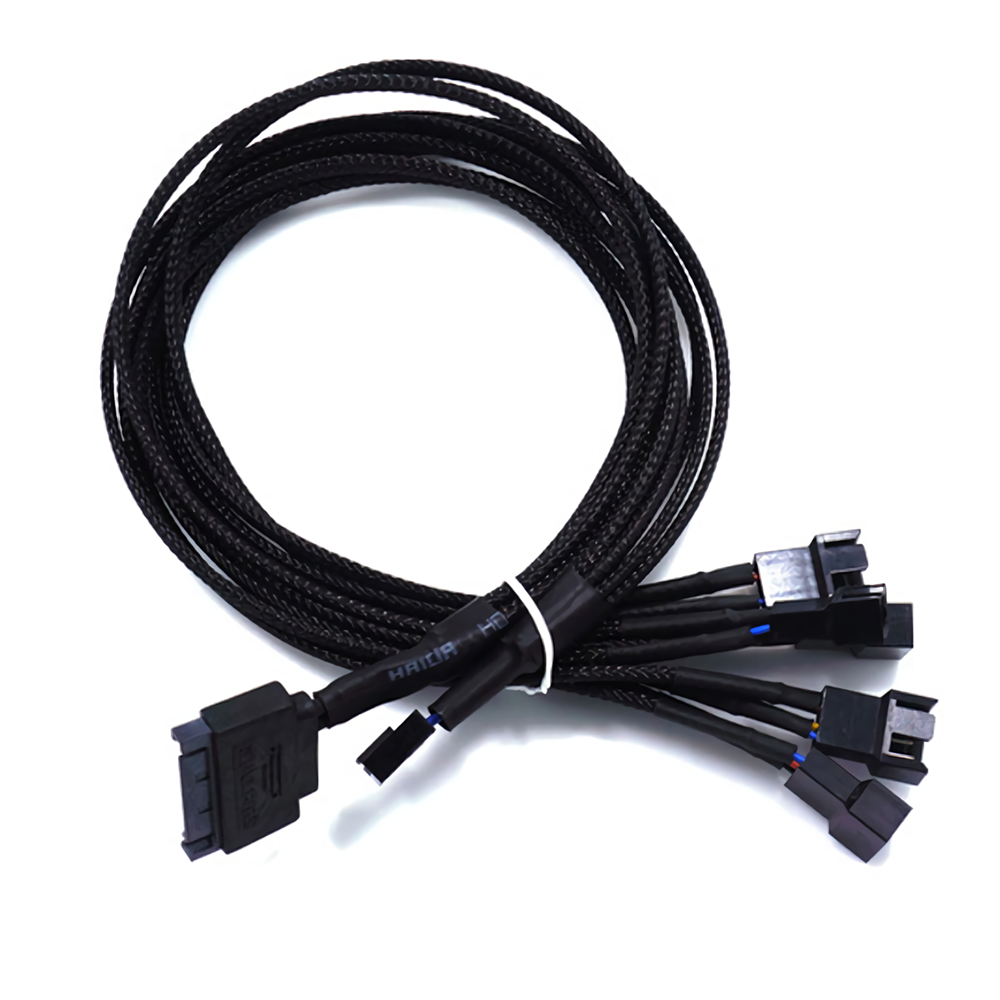 

PWM SATA to 4Pin Fan Adapter Cable Sleeved Braided Expansion Cables Splitter 43cm 1 to 5 Computer PC Fan Power Cable Con