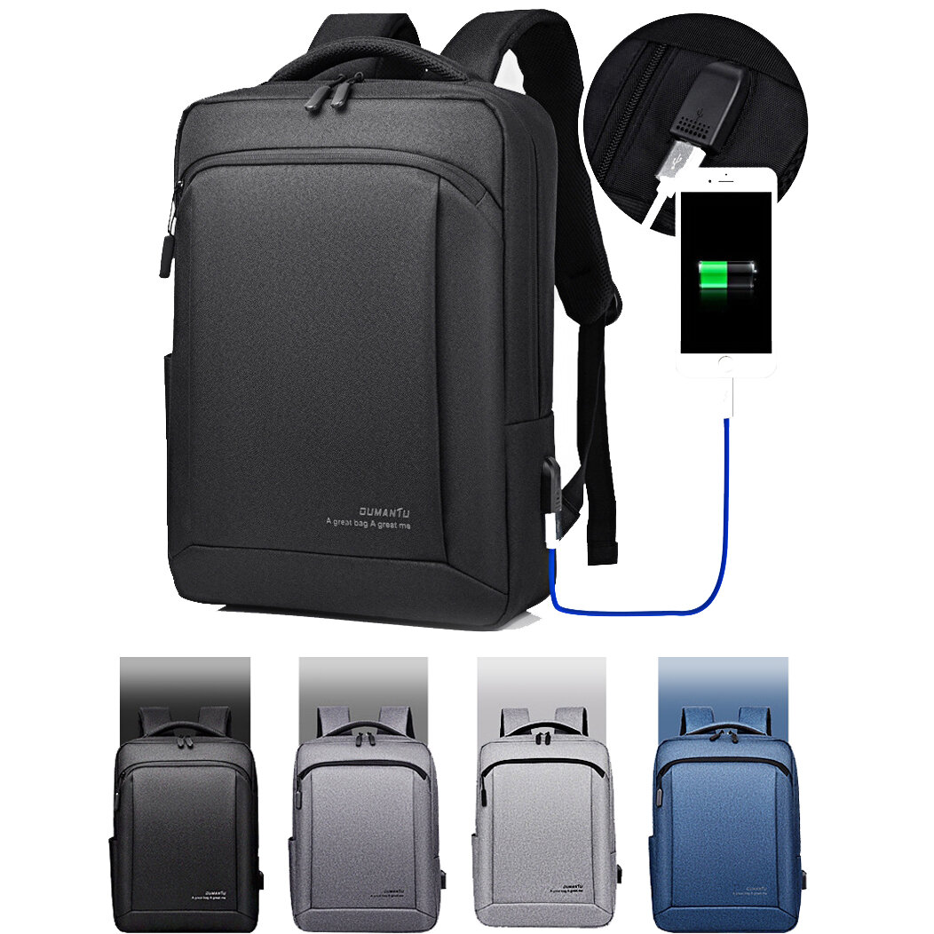 OUMANTU Outdoor Large Capacity Laptop Backpack USB Port Men Anti Theft School Bag Waterproof Leisure Travel Rucksack