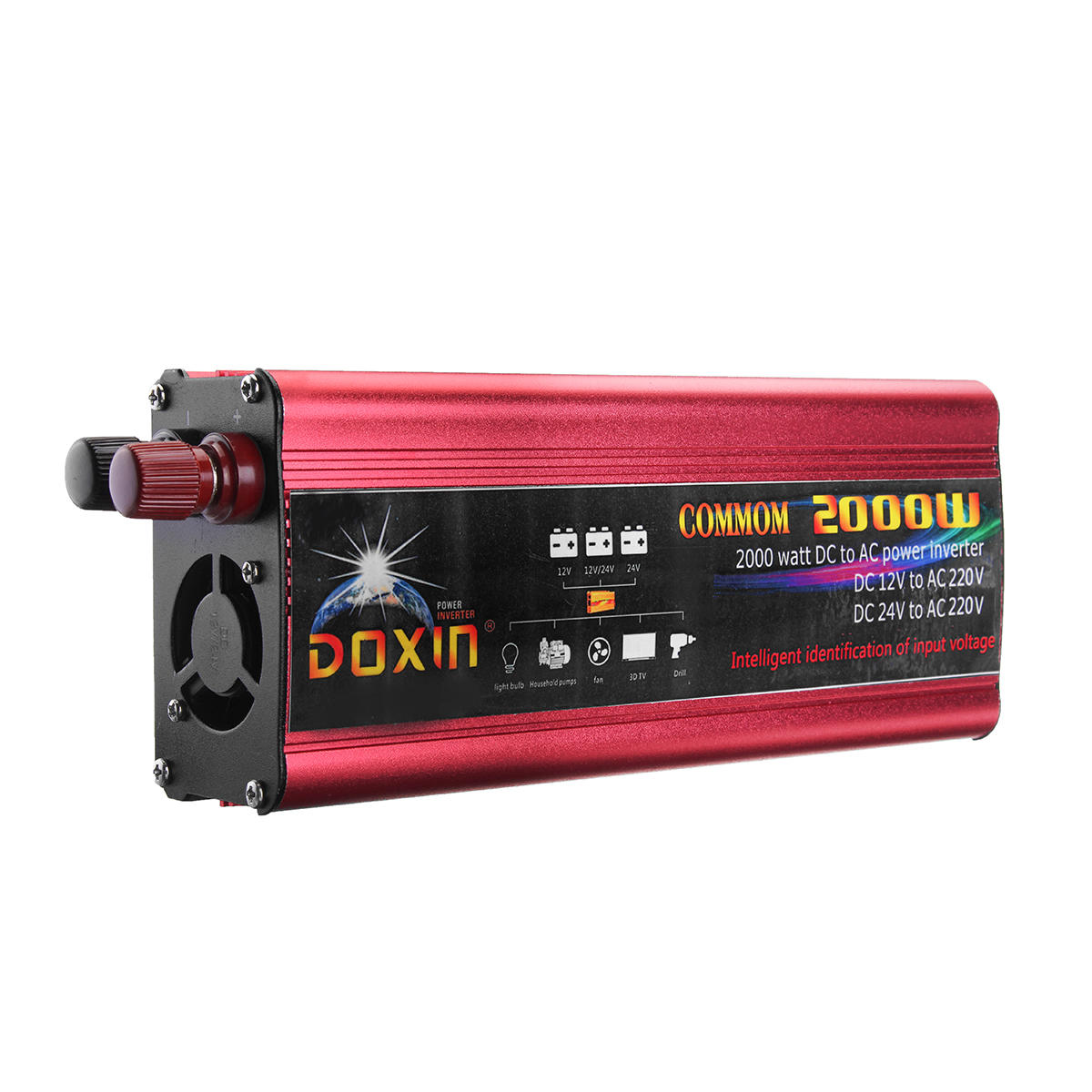 

DOXIN® Power Inverter 4000W Peak Modified Sine Wave Converter DC 12V/24V To AC 220V USB Plug Port
